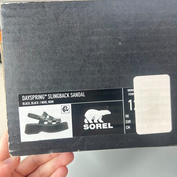 Sorel Dayspring Slingback Cage Platform Sandal Black NL5083-010 Women's 12 NWB - Picture 10 of 10